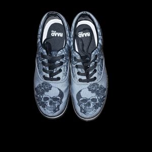 Grey skull Canvas vans style shoes